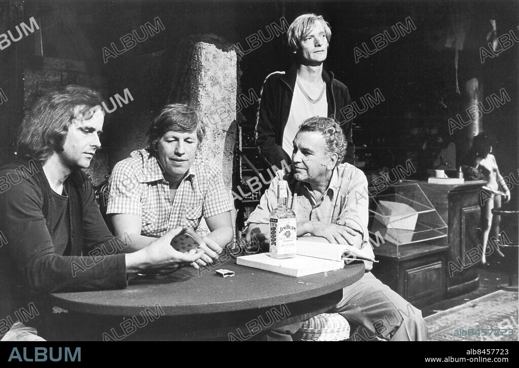 Göteborg 1978-08-23. Inför "American Buffalo" - Ola Lindegren, regissör, Stig Torstensson, skådespelare, Folke Fasth, scenograf och Eje Wall, skådespelare *** Local Caption *** GP Foto: Alf Weihed. KAMAREREPORTAGE.