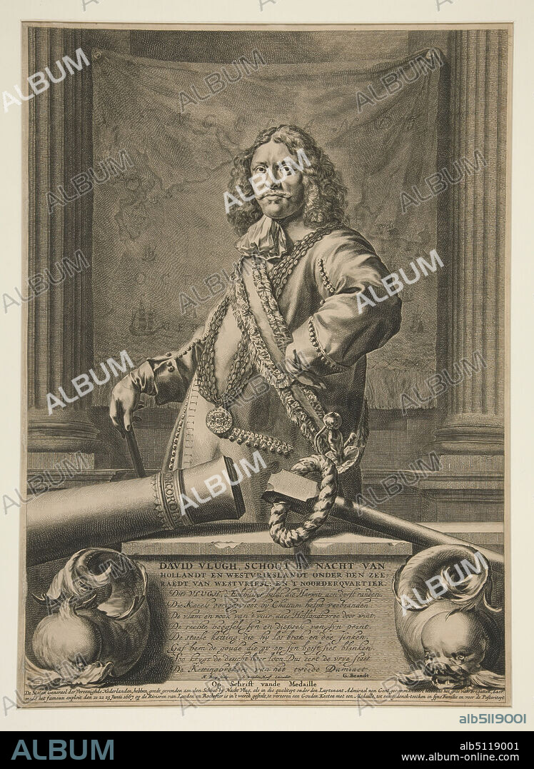 Artist: Hendrik Bary, Dutch, ca. 16401707, After: Jan de Bisschop, Dutch, 16281671, Portrait of David Vlugh, late 17th century, Engraving and etching, 43.6 × 31.8 cm (17 3/16 × 12 1/2 in.), Made in The Netherlands, Dutch, 17th century, Works on Paper - Prints.