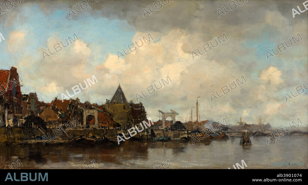 JACOB MARIS. The Schreierstoren. Date/Period: Ca. 1890. Painting. Oil, canvas, Decorated, and, frame,, gilded. Height: 1,900 mm (74.80 in); Width: 1,220 mm (48.03 in).