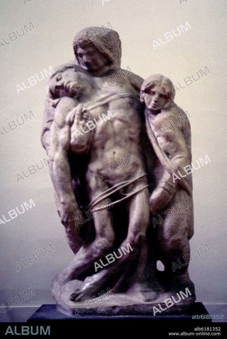 MIGUEL ANGEL. LA PIEDAD PALESTRINA - 1555-60 - ESCULTURA EN MARMOL - RENACIMIENTO ITALIANO.