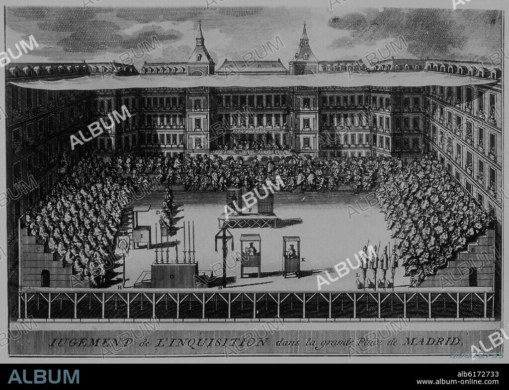 INQUISICION-JUICIO A SENTENCIA EN LA PLAZA MAYOR DE MADRID-S XVII.