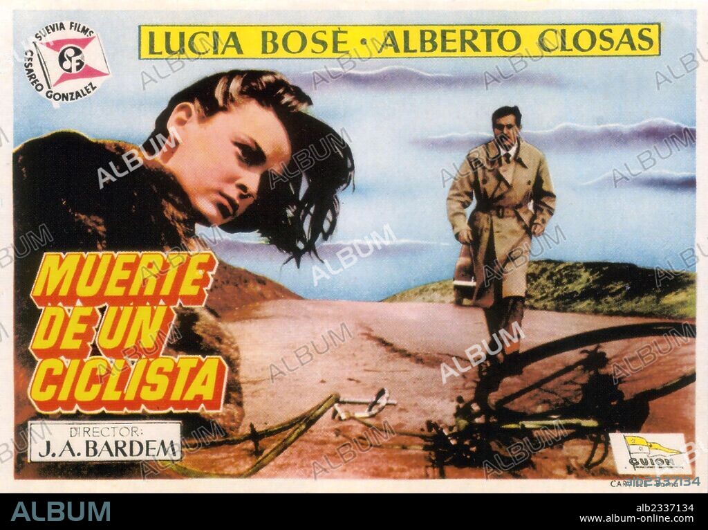 Poster de MUERTE DE UN CICLISTA, 1955, dirigida por JUAN ANTONIO BARDEM. Copyright MANUEL JOSE GOYANES.