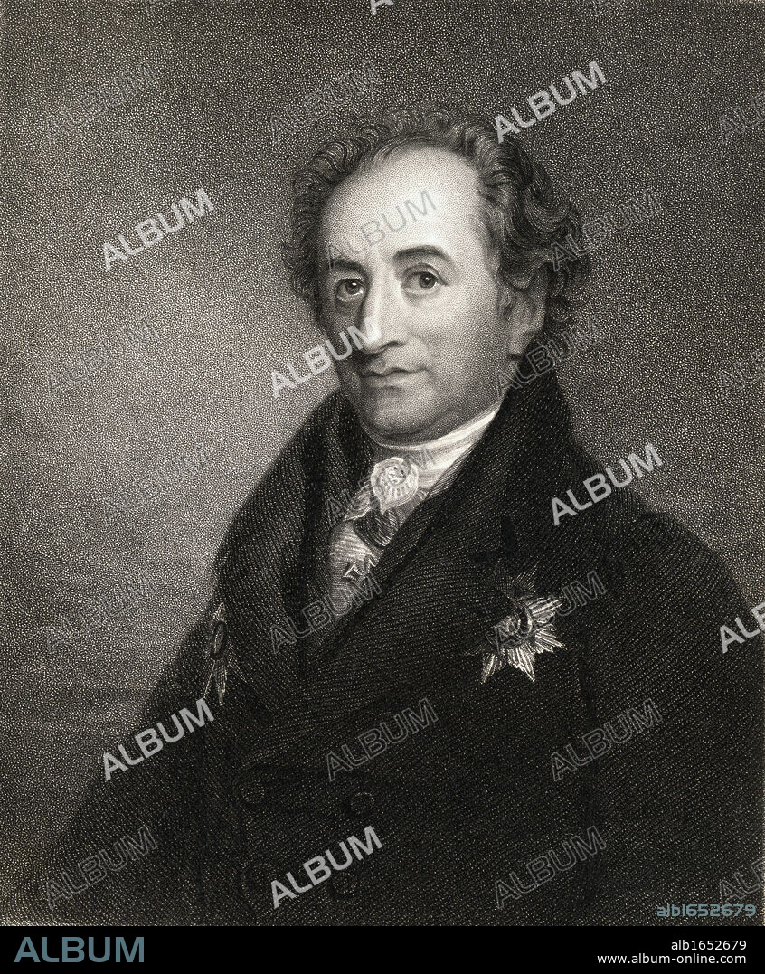 Johann Wolfgang von Goethe 1749-1832. German writer. From the book 'Gallery of Portraits' published London 1833.