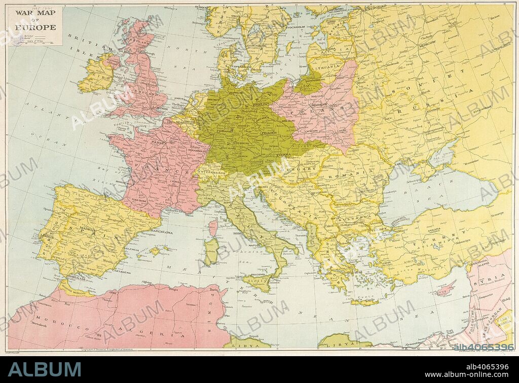 A War Map of Europe. War Map of Europe. (â€Geographiaâ€ War Map No.1. Europe and the Mediterranean.) Scale of miles, 200[ = 47 mm]. London : â€œGeographiaâ€, [1939]. Source: Maps 1035.(212.). Language: English.