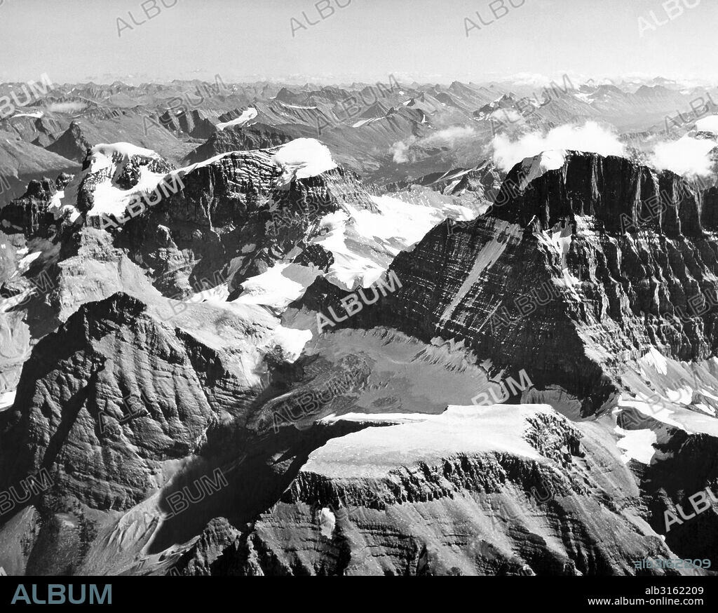 Jasper National Park, Alberta, Canada: c. 1955. The "Winston Churchill Range" in the Canadian Rockies in Jasper National Park.