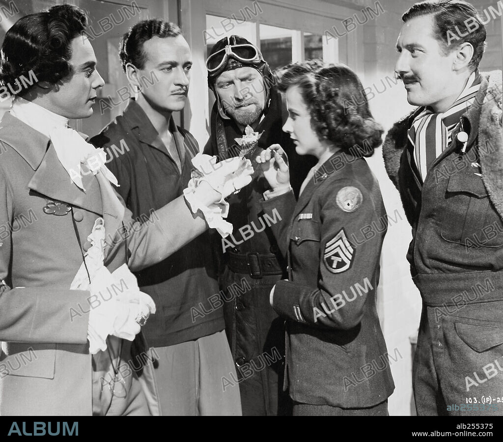 DAVID NIVEN, KIM HUNTER, MARIUS GORING, ROBERT COOTE and ROGER LIVESEY in A MATTER OF LIFE AND DEATH, 1946, directed by EMERIC PRESSBURGER and MICHAEL POWELL. Copyright J.ARTHUR RANK.