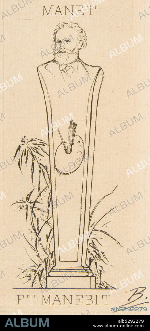 FéLIX BRACQUEMOND. Ex-libris of Manet, 1875.