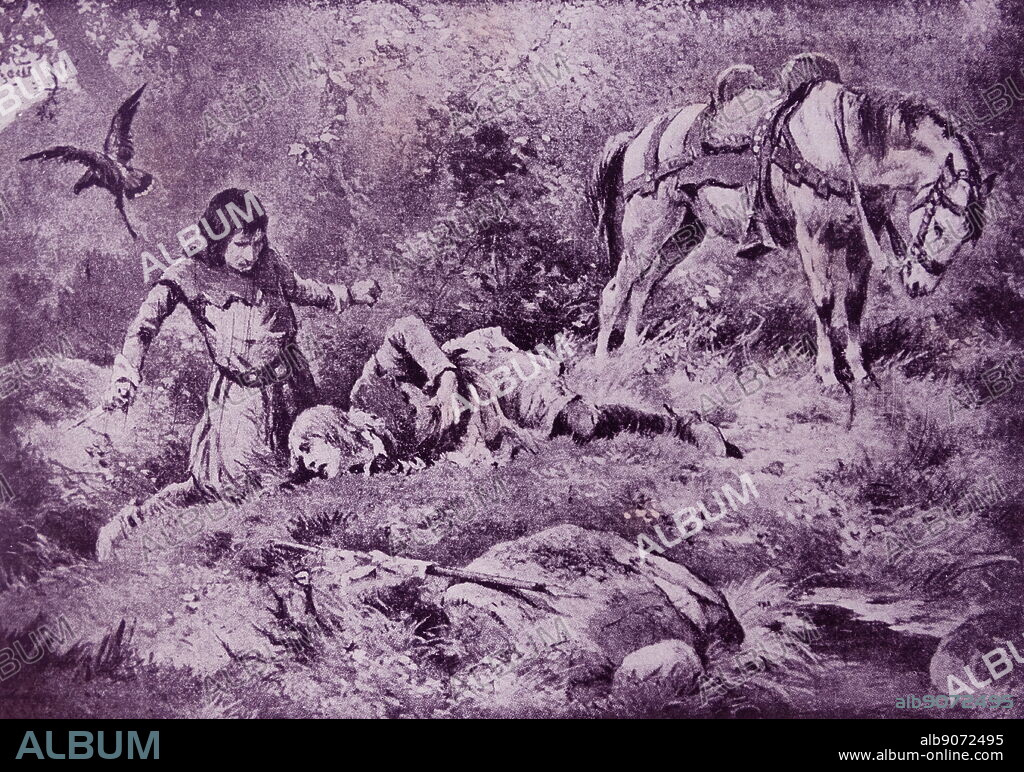 Painting depicting the murder of Ramon Berenguer II, Count of Barcelona (1053-1082). Dated 11th Century.