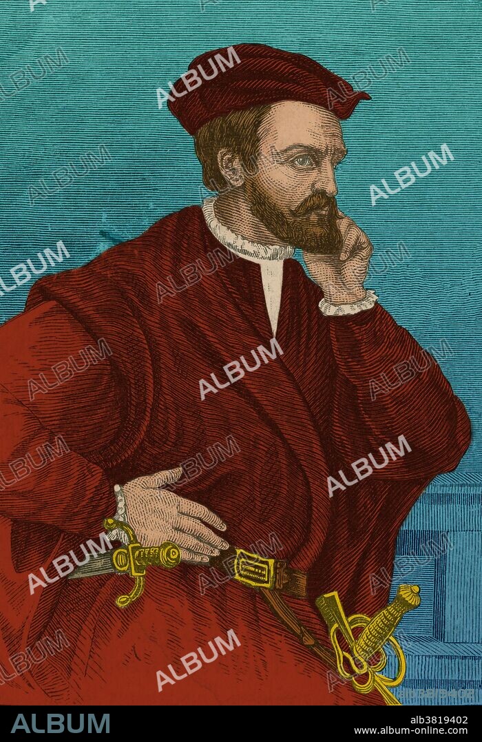 Jacques Cartier (December 31, 1491 - September 1, 1557) was a French explorer who claimed Canada for France. He located the entrance to the St. Lawrence on his first voyage, which opened up the greatest waterway for the European penetration of North America. He produced an intelligent estimate of the resources of Canada, both natural and human, with considerable exaggeration of its mineral wealth. While some of his actions toward the St. Lawrence Iroquoians were dishonourable, he did try at times to establish friendship with them and other native peoples living along the St. Lawrence River - an indispensable preliminary to French settlement in their lands. He made three voyages of exploration in dangerous and hitherto unknown waters without losing a ship, entering and departing some 50 undiscovered harbors without serious mishap, Cartier is considered one of the most conscientious explorers of the period. He died in 1557, at the age of 65,during an epidemic, possibly of typhus.