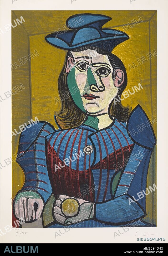 PABLO PICASSO. Buste de Femme au Chapeau Bleu (Dora Maar).