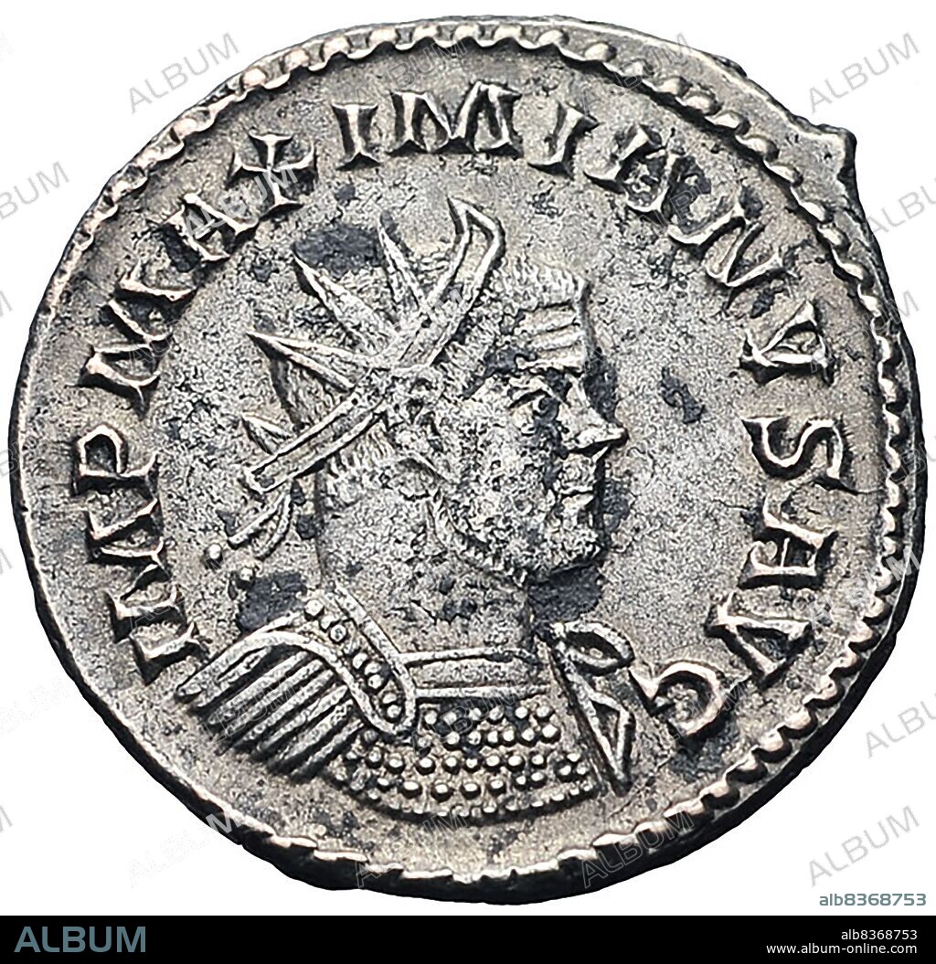 Maximian (250-310) was born in the province of Pannonia to a family of shopkeepers, and joined the army as soon as he could, serving alongside future co-emperor Diocletian under emperors Aurelian, Probus and Carus. After Diocletian became emperor in 284, Maximian was soon appointed co-emperor in 286, matching Maximian's military brawn with Diocletian's political brain.<br/><br/>. Maximian spent most of his time on campaign, fighting against the Germanic tribes along the Rhine frontier and in Gaul. When the man Maximian had appointed to govern the Channel shores, Carausius, rebelled in 286 and seceded Britain and northwestern Gaul from the Roman Empire, Maximian tried but failed to oust Carausius. The rebellion was eventually crushed in 296, and Maximian moved south to fight pirates near Hispania.<br/><br/>. He eventually returned to Italy in 298, living in comfort until he abdicated in 305 alongside Diocletian, handing power to the other two co-emperors of the Tetrachy, Constantius and Galerius, and retiring to southern Italy. Maximian returned to power in 306 when he aided his son Maxentius' rebellion. He later tried to depose his son but failed, fleeing to the court of Constantius' successor, Constantine. He was forced to renounce his title by Diocletian and Galerius, and he committed suicide in 310 after a failed attempt to usurp Constantine's title.