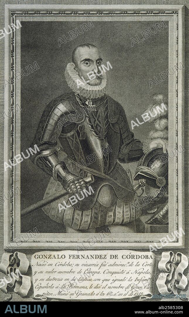 Gonzalo Fernandez de Cordoba (453-1515), The Great Captain. Spanish general who fought in Conquest of Granada and Italian Wars. Engraving. 19th century. Portrait.