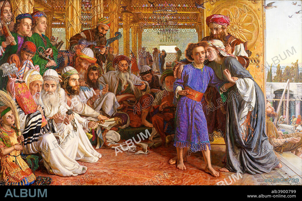 WILLIAM HOLMAN HUNT. The Finding of the Saviour in the Temple. Date/Period: 1854/1855. Painting. Oil on canvas. Width: 1410 mm. Height: 857 mm.