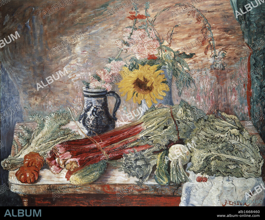 Flowers And Vegetables by James Ensor, 1860-1949.
