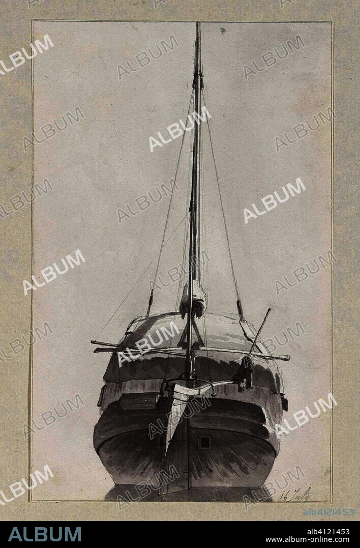 Some sailing ships, ashore. Draughtsman: Hendrik Abraham Klinkhamer. Dating: 1820 - 1872. Measurements: h 180 mm × w 120 mm.