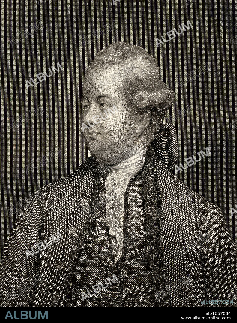 Edward Gibbon,1737-1794. English rationalist, historian and scholar. Engraved by W.H.Egleton from a painting by Sir.Joshua Reynolds.