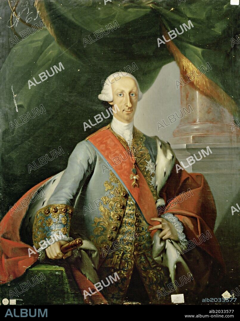 JOAQUIN INZA Y AINSA. Joaquín Inza y Ainsa / 'Retrato de Carlos III', Óleo sobre lienzo.