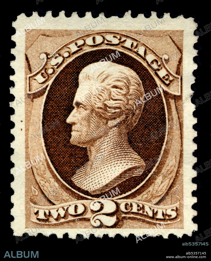 CONTINENTAL BANK NOTE COMPANY. 2c Andrew Jackson special printing single, 1875. Unused; special printing of 1873 issue;In 1875, Post Office Department officials decided to exhibit samples of all previously issued stamps at the Centennial Exposition in Philadelphia the following year. Since this required a special printing, the department ordered extra copies for sale to stamp collectors.