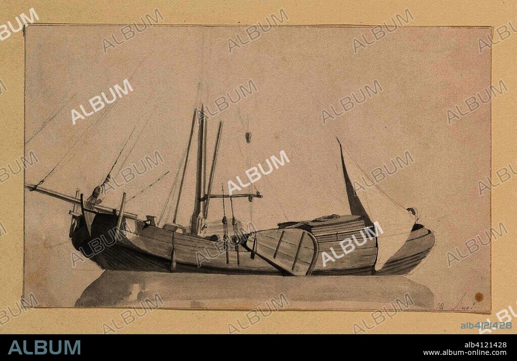 Sailing ship. Draughtsman: Hendrik Abraham Klinkhamer. Dating: 1820 - 1872. Measurements: h 110 mm × w 183 mm.