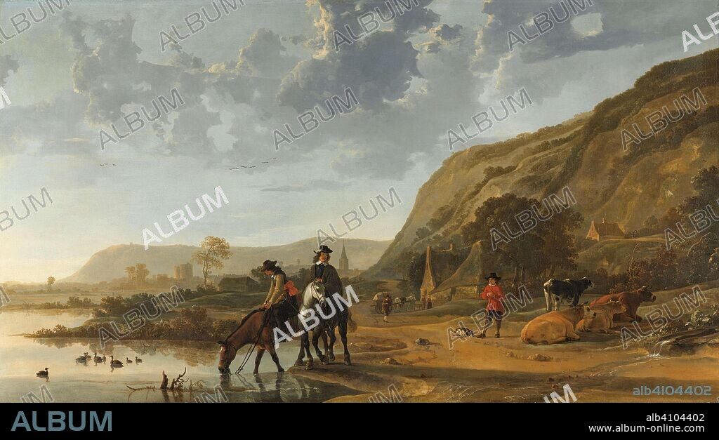 AELBERT CUYP. River Landscape with Riders. Dating: 1653 - 1657. Measurements: h 128 cm × w 227.5 cm.