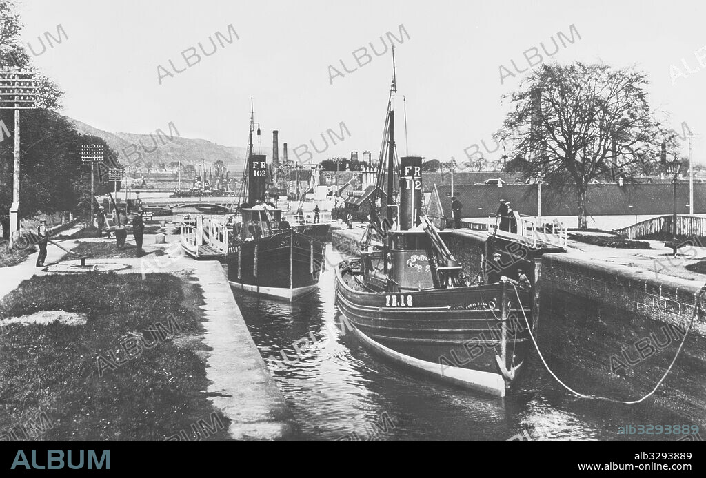 Boats in the Lock. Caledonian Canal, Inverness,.