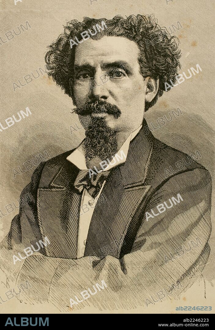 FRANCISCO LINARES ALCANTARA (1825-1878). Militar y político venezolano. Presidente de la República durante 1878-1879. Grabado por A. Carretero. "La Ilustración Española y Americana", 1877.