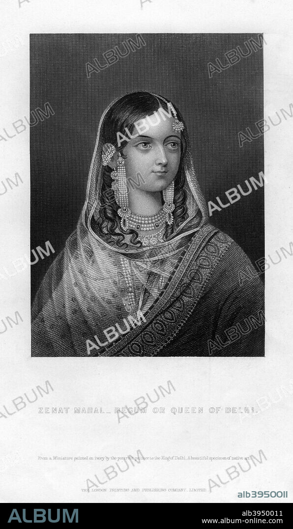 'Zenat Mahal - Begum or Queen of Delhi', 19th century. Possibly a portrait of Zeenat Mahal, wife of Bahadur Shah Zafar, the last Mughal Emperor.