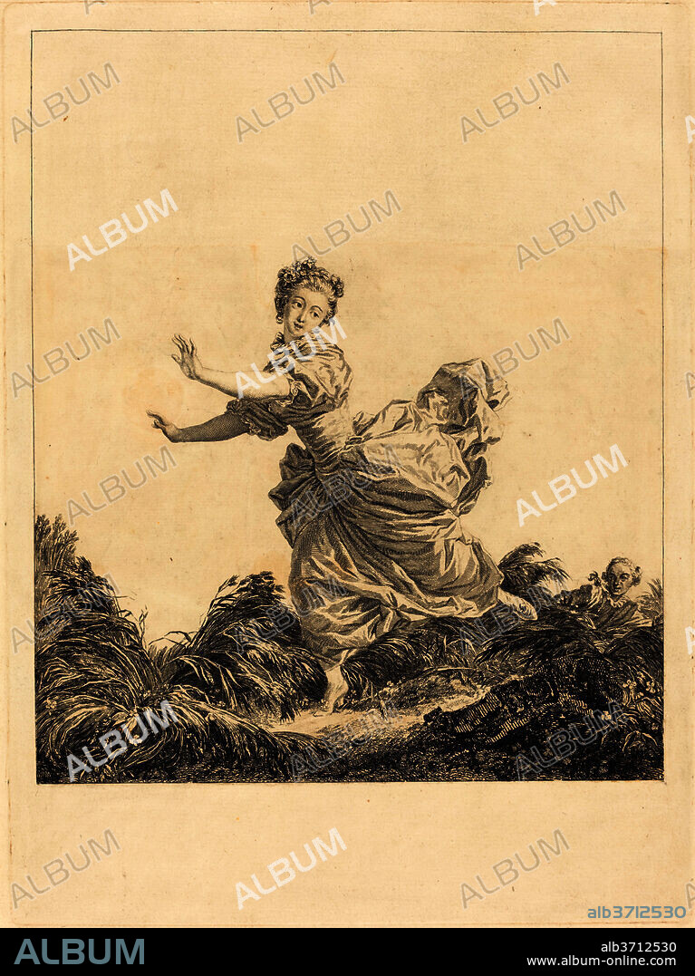CHARLES FRANÇOIS ADRIEN MACRET AFTER JEAN-HONORÉ FRAGONARD. La fuite a dessein. Dated: 1783. Dimensions: plate: 37.3 x 29 cm (14 11/16 x 11 7/16 in.)  sheet: 40.9 x 31.7 cm (16 1/8 x 12 1/2 in.). Medium: etching.