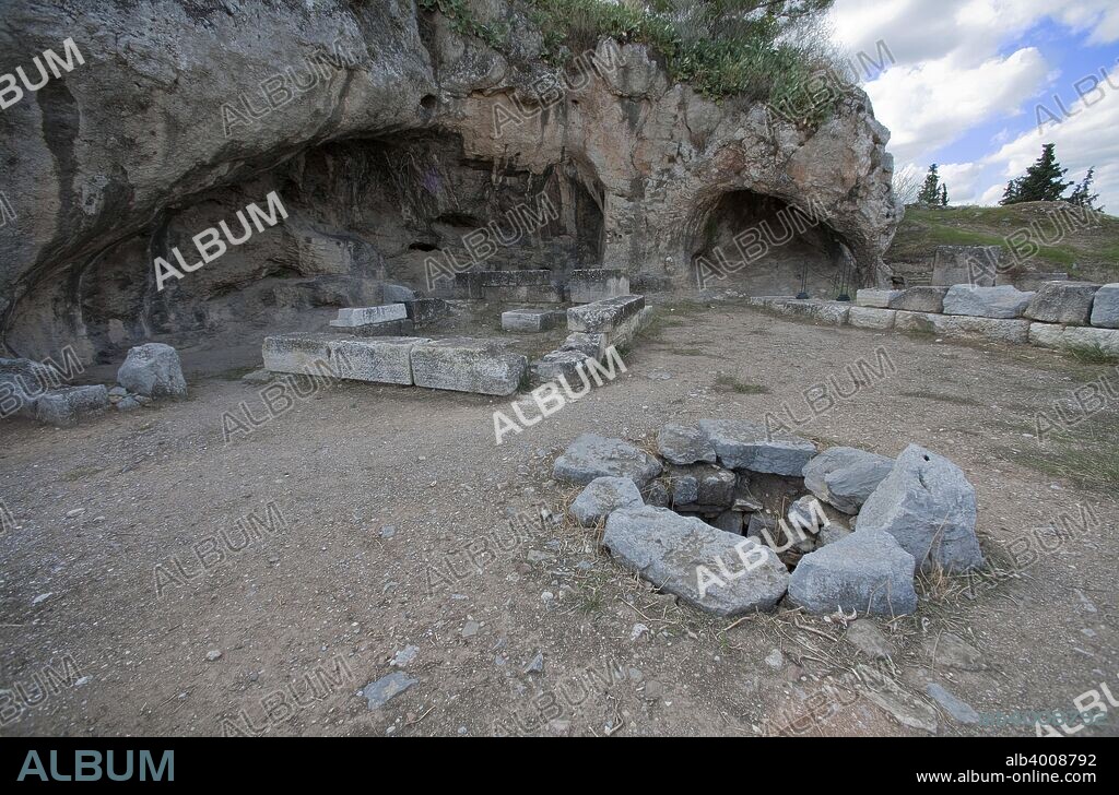 Plutoneion, Eleusis, Greece. This cave is said to be where Persephone was returned to Earth. It was a sanctuary to Hades, god of the Underworld and the abductor of Persephone. Ancient Eleusis lies within the present-day industrial town of Elevsis (Elefsina) in Greece.