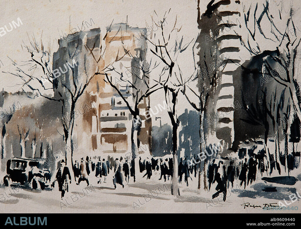 Rafael Estrany i Ros / 'Plaza Urquinaona'. Colección privada.