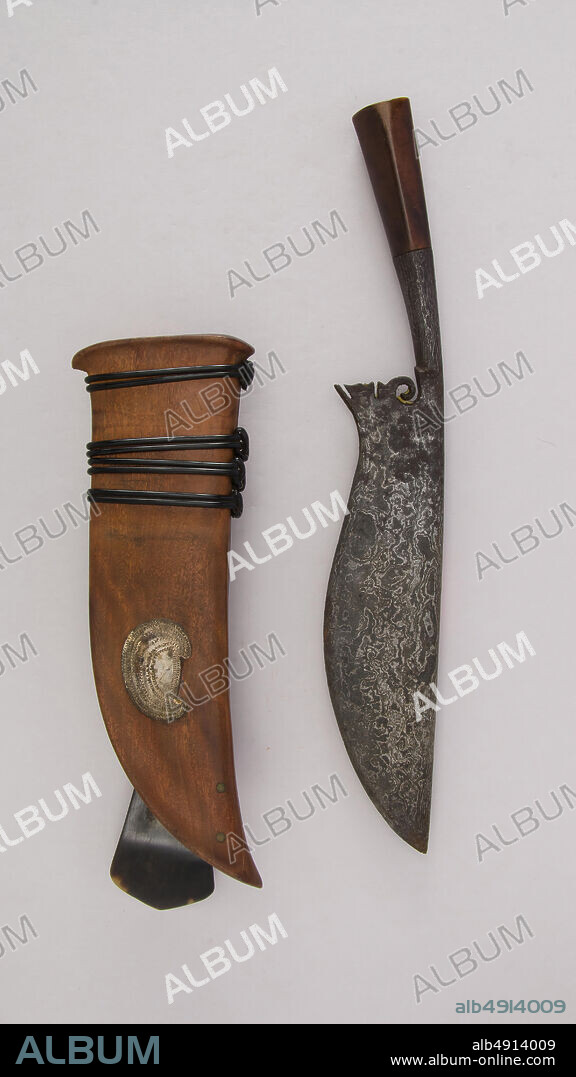 Knife (Wedong) with Sheath, Javanese, 16th19th century, Java, Javanese, Wood, L. with sheath 16 1/4 in. (41.3 cm); L. without sheath 14 9/16 in. (37 cm); W. 2 1/8 in. (5.4 cm); Wt. 13.2 oz. (374.2 g); Wt. of sheath 7 oz. (198.4 g), Knives.