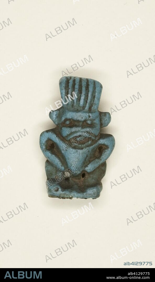 ANCIENT EGYPTIAN. Amulet of the God Bes. Egyptian. Date: 1070 BC-656 BC. Dimensions: 1.6 × 1 × 0.6 cm (5/8 × 3/8 × 1/4 in.). Faience. Origin: Egypt.
