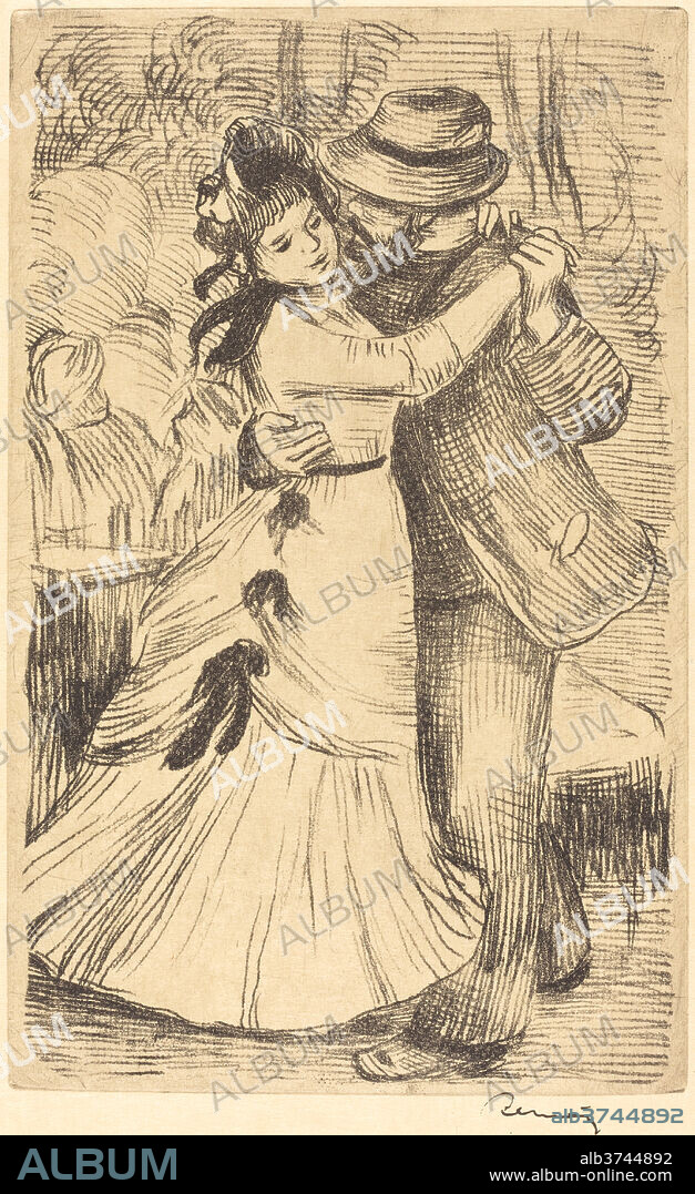 AUGUSTE RENOIR. Dancing in the Country (La danse a la campagne). Dated: c. 1890. Medium: etching on japan paper.
