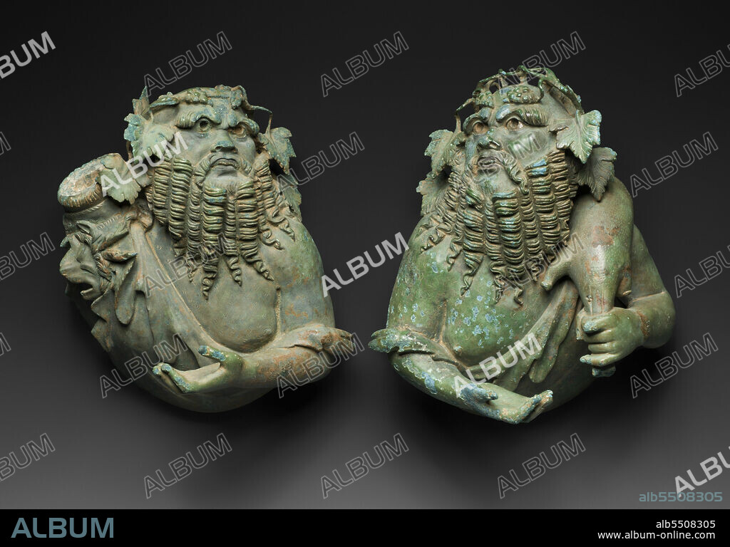 Attachments Depicting Busts of Silenoi, Mid-1st century BCE-mid-1st century CE.