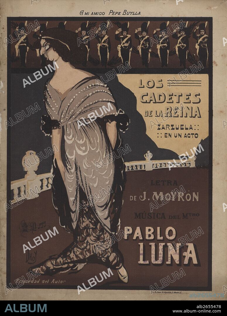 Partitura musical de la zarzuela Los Cadetes de la Reina, del maestro Pablo Luna.