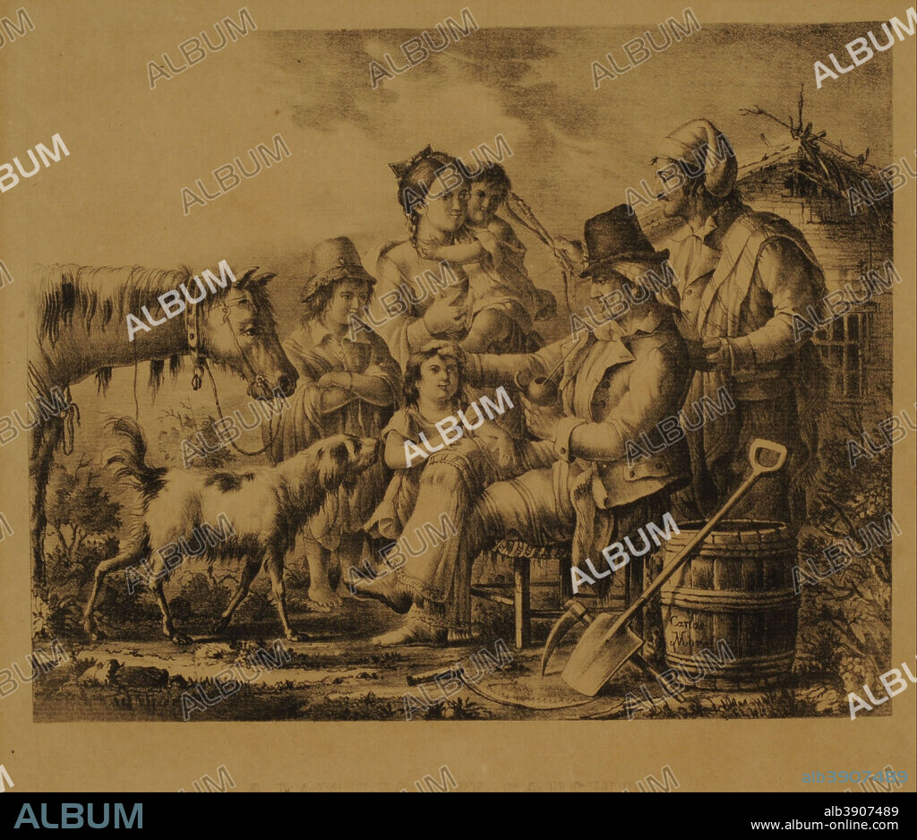 CARLOS MOREL y GREGORIO IBARRA. La familia del gaucho - Serie Grande. Date/Period: 1841. Engraving. Height: 205 mm (8.07 in); Width: 490 mm (19.29 in).
