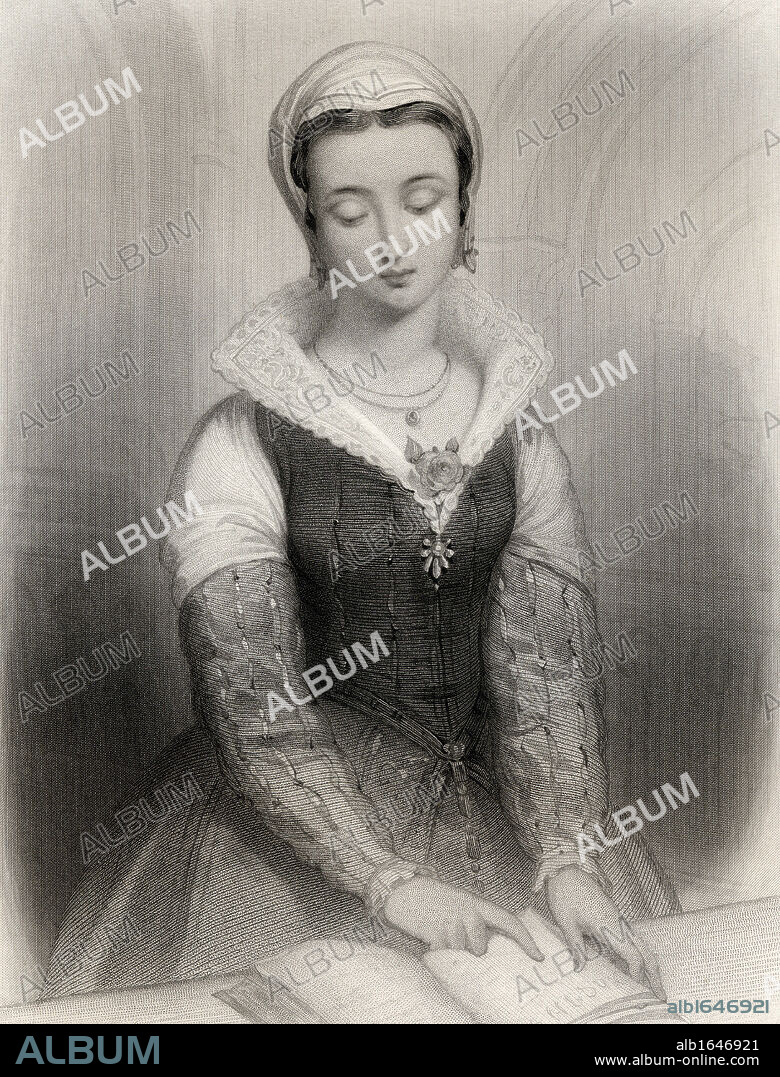 Lady Jane Grey, aka Lady Jane Dudley, 1537-1554. Titular Queen of England for nine days in 1553. Executed by Mary Tudor.Engraved by H. Robinson after G Staal. From the book "World Noted Women" by Mary Cowden Clarke, published 1858.