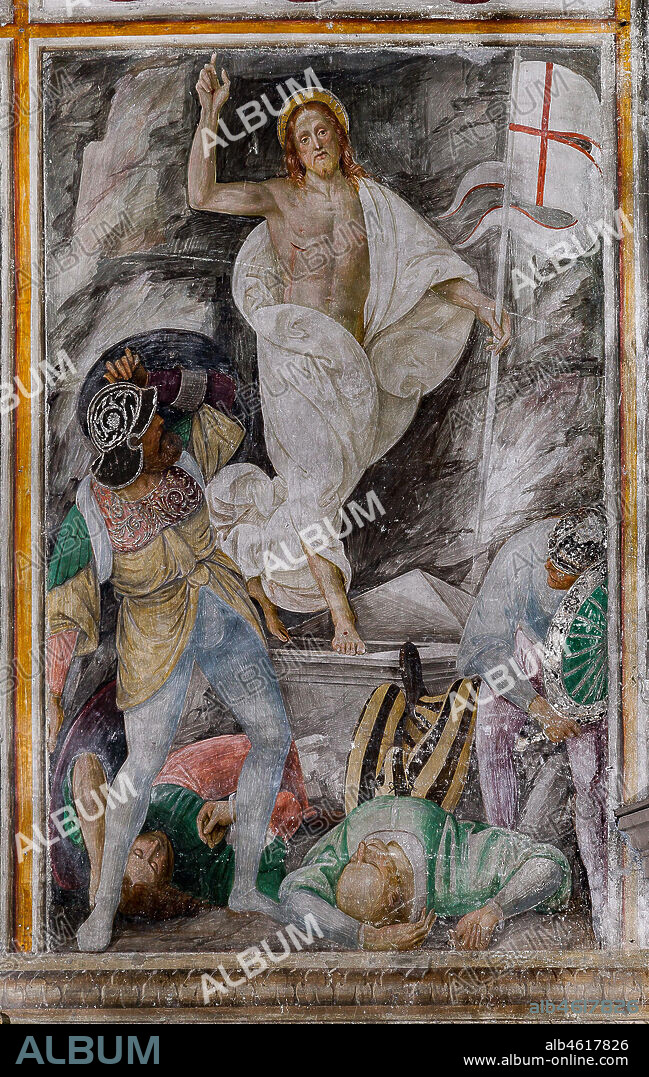 Varallo Sesia, Church of Santa Maria delle Grazie: frescoes of the Gaudenzio Ferrari wall "The life and the Passion of Christ", by Gaudenzio Ferrari, 1513. Detail of the "Resurrection of Christ".