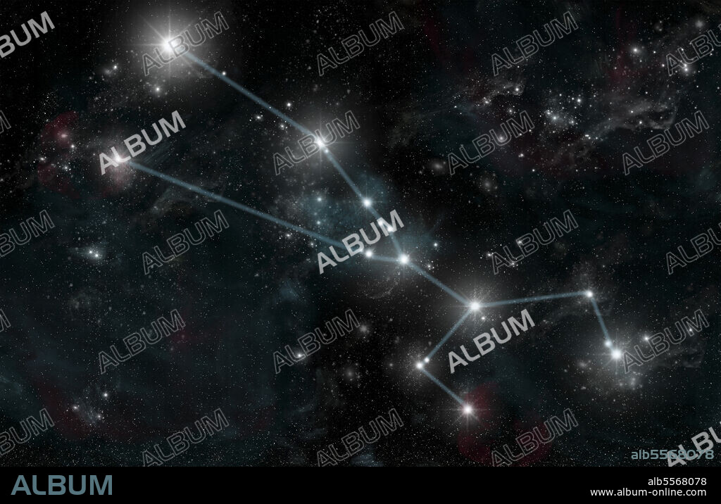 An artist's depiction of the constellation Taurus the Bull. The constellation includes the star clusters of the Pleiades and the Hyades. Taurus is one of the twelve astrological signs of the Zodiac.