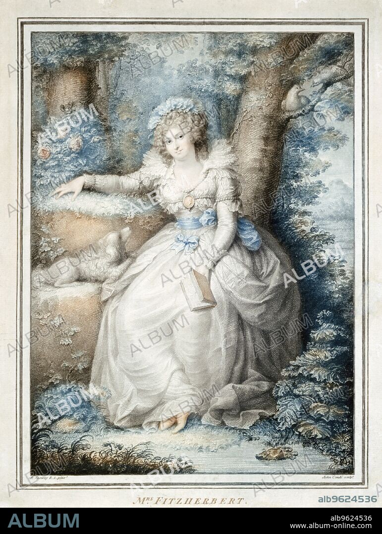 Maria Fitzherbert, companion of King George IV before he became king, 19th century. Mrs Fitzherbert (1756-1837) married the then Prince of Wales in a secret ceremony in 1785. Portrait in Marbel Hill House, Richmond-upon-Thames, London.