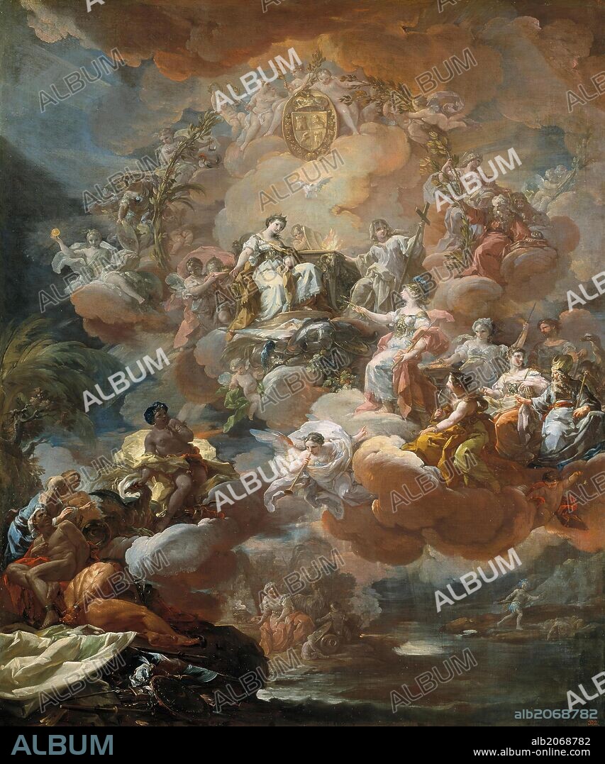 Corrado Giaquinto / 'Spain pays homage to Religion and to the Church', 1759, Italian School, Oil on canvas, 160 cm x 150 cm, P06715.