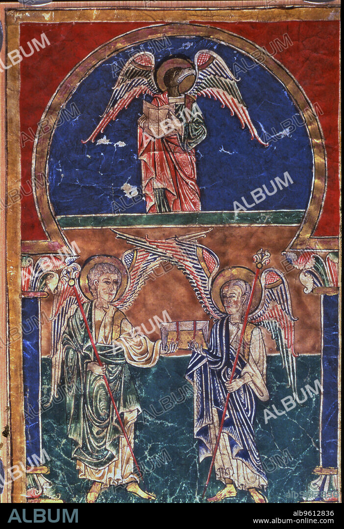 Symbol of St. John the Evangelist, miniature in the 'Beatus of Cardeña'.