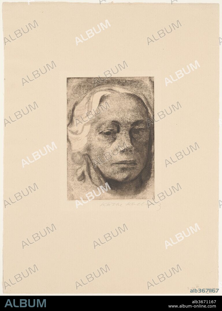 KÄTHE KOLLWITZ. Portrait of the Artist (Selbstbildnis). Artist: Käthe Kollwitz (German, Kaliningrad (Königsberg) 1867-1945 Moritzburg). Dimensions: Plate: 5 1/2 × 3 7/8 in. (13.9 × 9.9 cm)
Sheet: 12 15/16 × 9 5/8 in. (32.9 × 24.5 cm). Date: 1912.