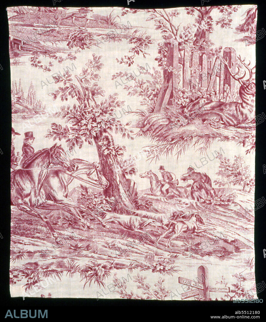 La Route de Jouy (The Road to Jouy) (Furnishing Fabric), France, 1825/35. Designed by Horace Vernet and Carle Vernet, manufactured by Oberkampf Manufactory.