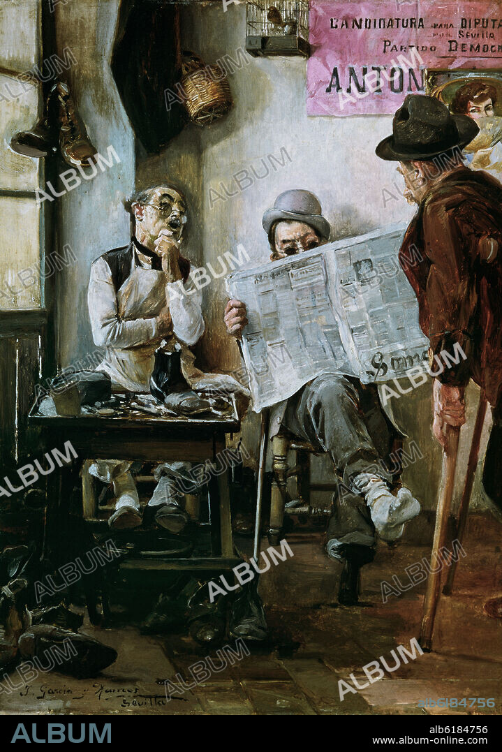 JOSE GARCIA RAMOS (1852-1912). LOS COJOS EN EL ZAPATERO - SIGLO XIX.