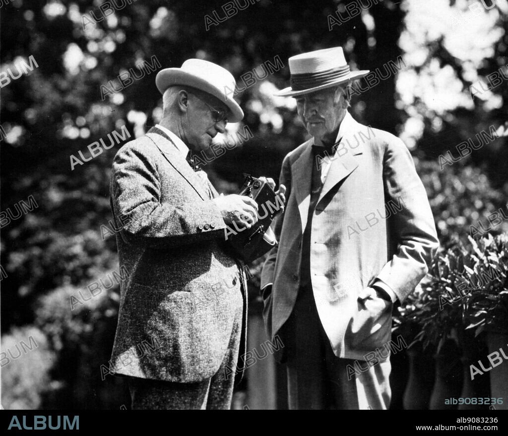 US scientist and inventor, Thomas A Edison (1847-1931) (right) with George Eastman (1854-1932). The latter founded the Kodak-Eastman photographic company in 1892.