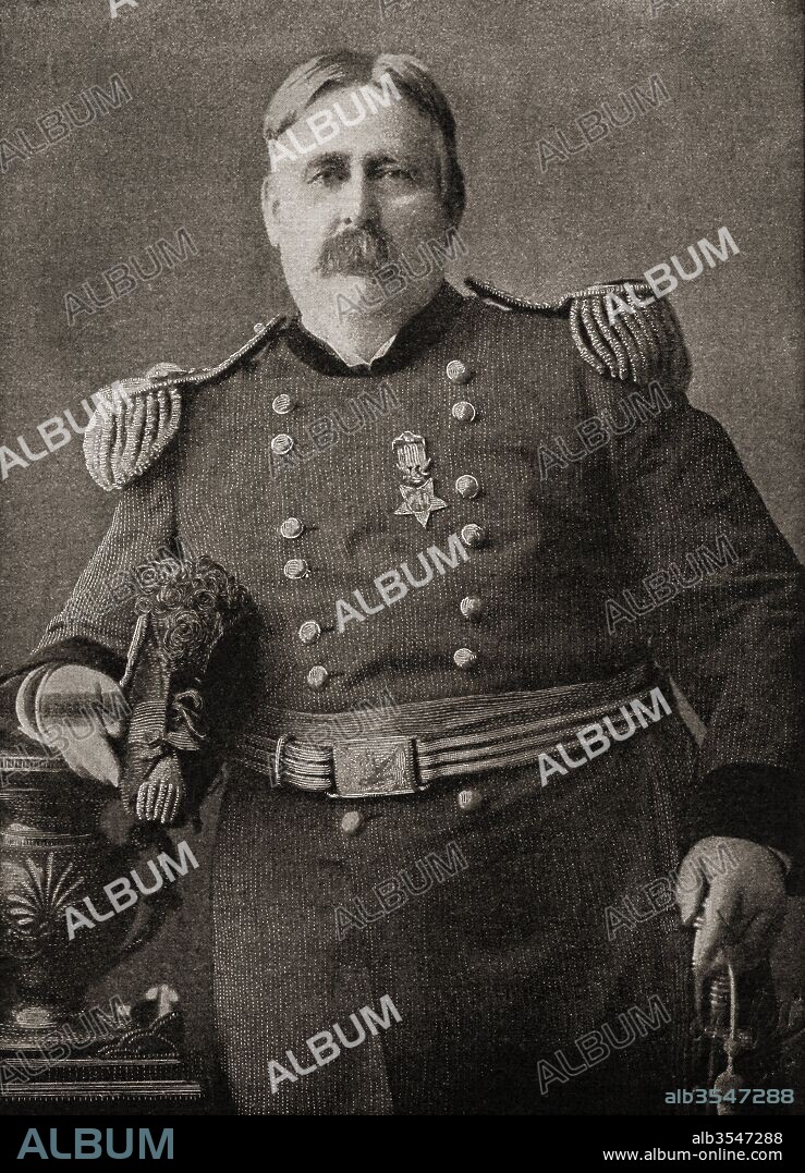 William Rufus Shafter, 1835 – 1906. Union Army officer during the American Civil War and major general in the Spanish–American War. From The History of Our Country, published 1900.