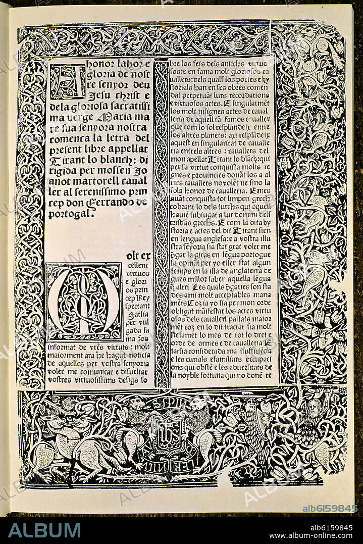 MARTORELL JOANOT. 'Tirant Lo Blanc', facsimile of a dedicatory page - 1490 - vellum.