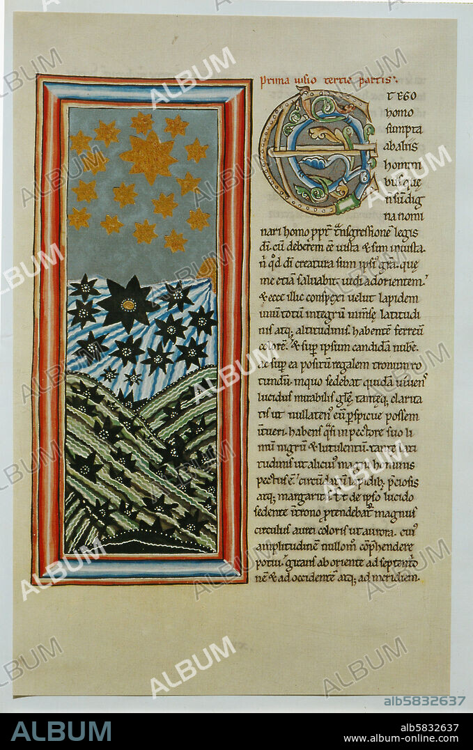 " Scivias" (Know the ways of the Lord) by the German nun and mystic Hildegard von Bingen (1098-1179). The book, Codex Rupertsberg, disappeared during WW II. Lucifer and his followers shine like bright stars at first, but are extinguished and turn dark as they turn away from God.