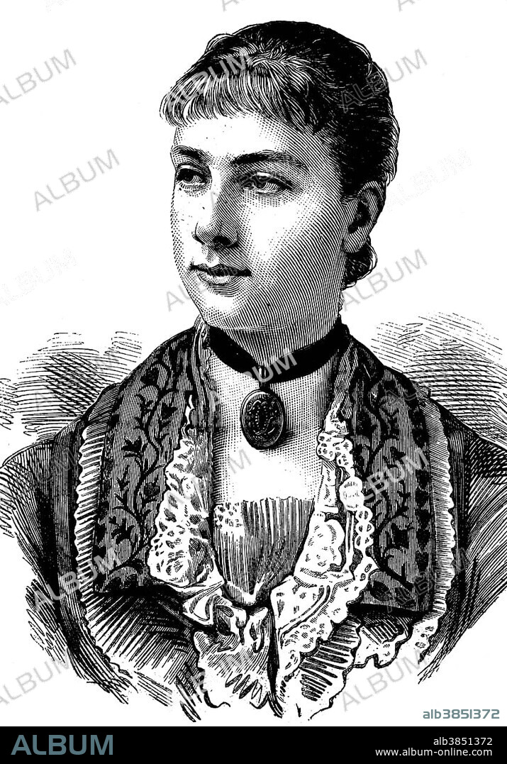 Victoria von Baden, known as Victoria av Baden in Sweden, 1862 - 1930, Princess of Baden and married Queen of Sweden, historical engraving, about 1889.
